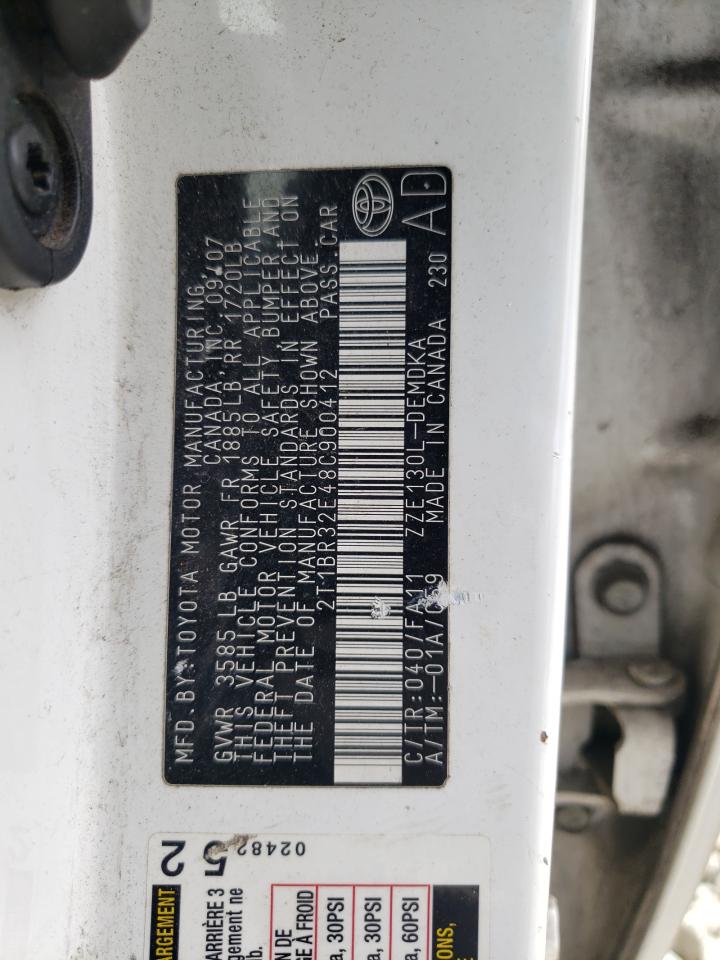 Photo 10 from auction – 2008 TOYOTA COROLLA CE with VIN 2T1BR32E48C900412