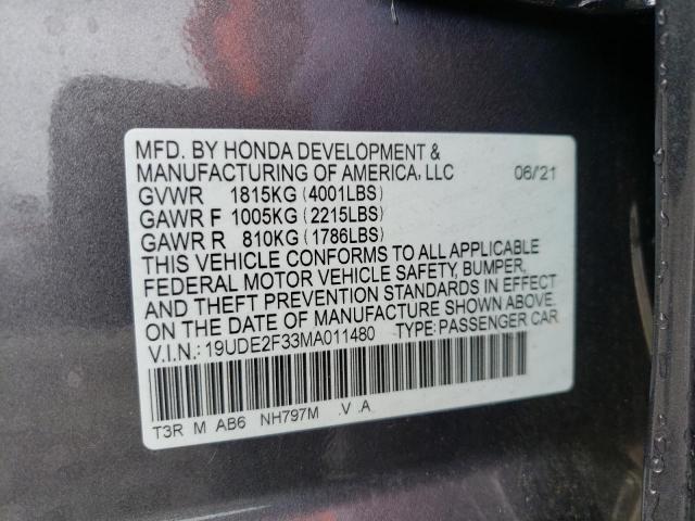 Photo 10 from auction – 2021 ACURA ILX with VIN 19UDE2F33MA011480