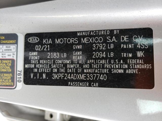 Photo 10 from auction – 2021 KIA FORTE with VIN 3KPF24ADXME337740
