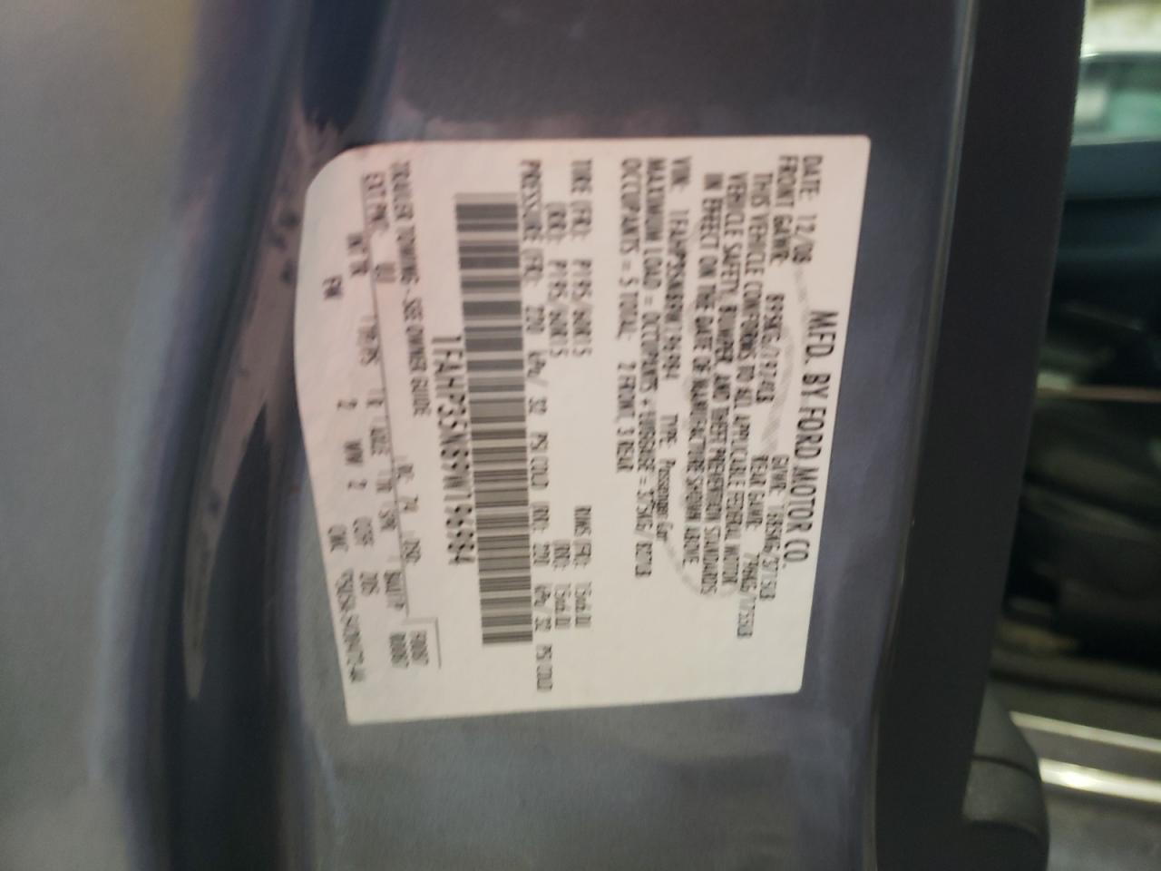 Photo 10 from auction – 2009 FORD FOCUS SE with VIN 1FAHP35N89W196984