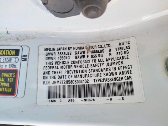 Photo 10 from auction – 2012 HONDA INSIGHT LX with VIN JHMZE2H58CS004132