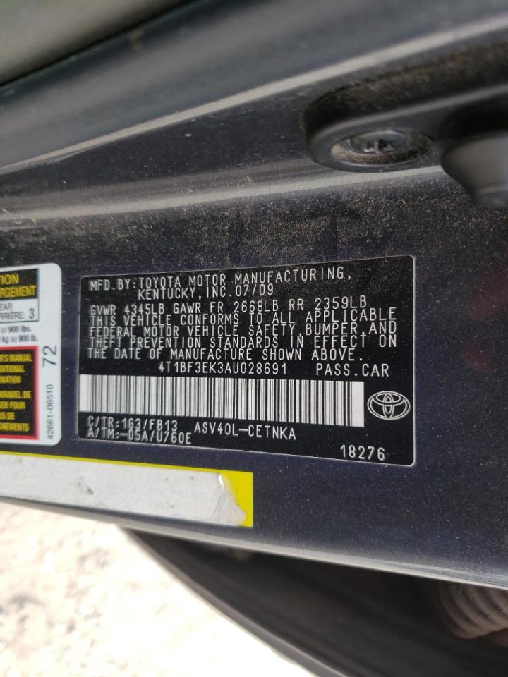 Photo 10 from auction – 2010 TOYOTA CAMRY BASE with VIN 4T1BF3EK3AU028691