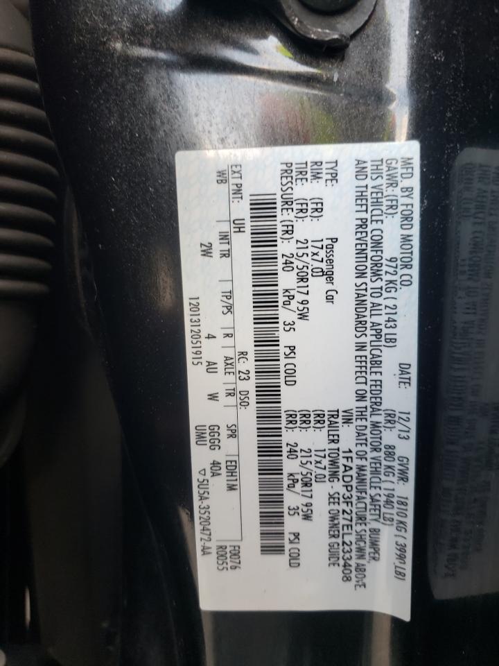 Photo 10 from auction – 2014 FORD FOCUS SE with VIN 1FADP3F27EL233408