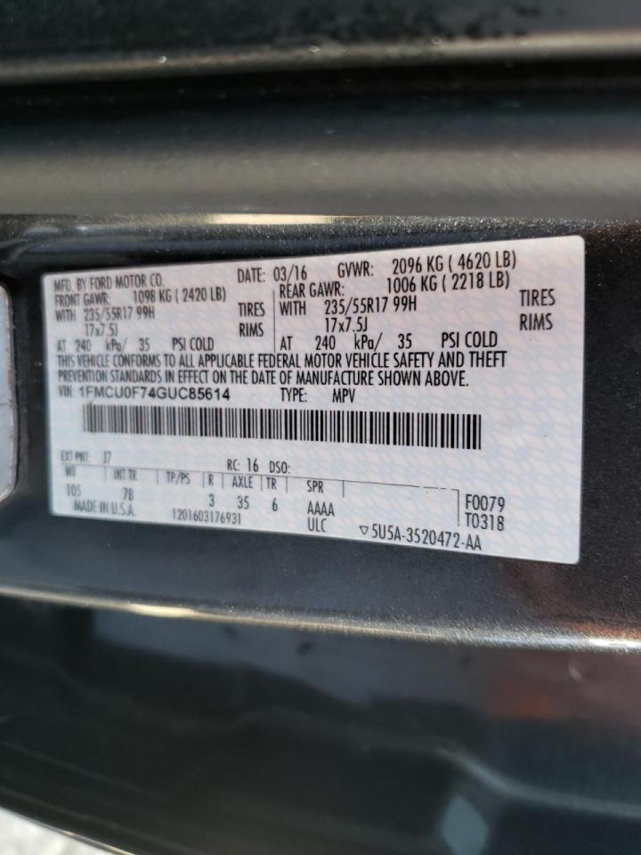 Photo 10 from auction – 2016 FORD ESCAPE S with VIN 1FMCU0F74GUC85614