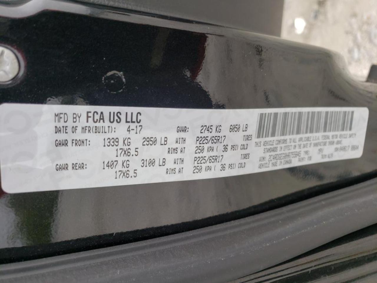 Photo 10 from auction – 2017 DODGE GRAND CARA with VIN 2C4RDGEG0HR755645