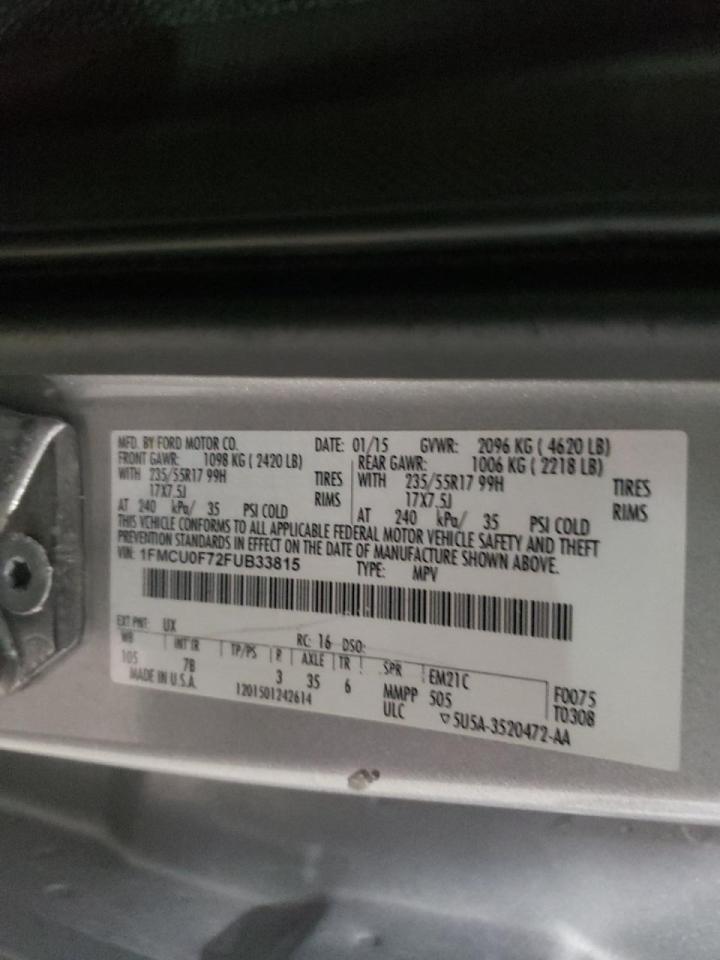 Foto 10 de la subasta – 2015 FORD ESCAPE S con VIN 1FMCU0F72FUB33815