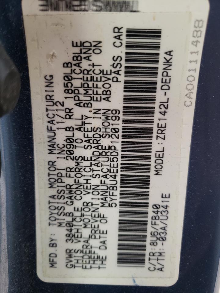 Photo 10 from auction – 2013 TOYOTA COROLLA BA with VIN 5YFBU4EE5DP120199