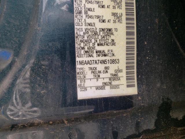 Photo 10 from auction – 2004 NISSAN TITAN with VIN 1N6AA07A74N510853
