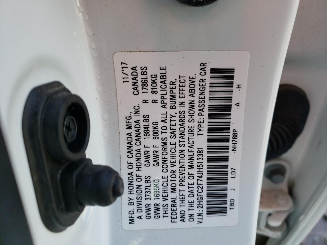 Photo 10 from auction – 2018 HONDA CIVIC EX with VIN 2HGFC2F74JH513381