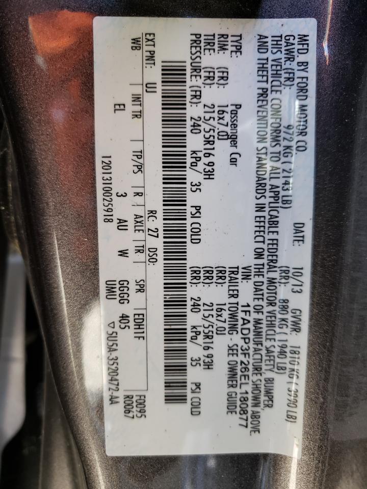 Photo 10 from auction – 2014 FORD FOCUS SE with VIN 1FADP3F26EL180877