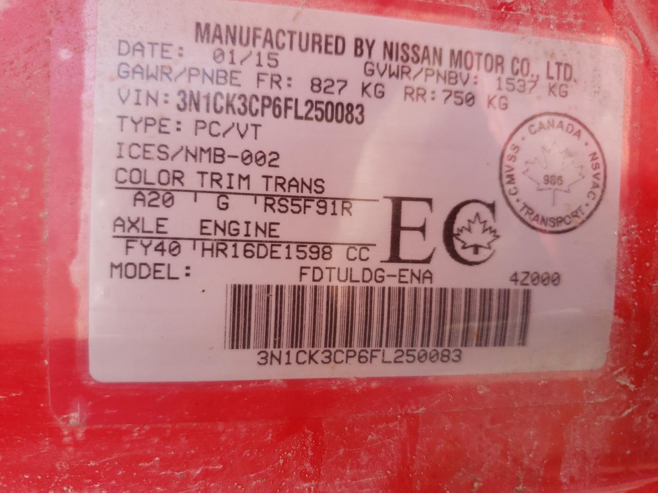 Photo 10 from auction – 2015 NISSAN MICRA with VIN 3N1CK3CP6FL250083