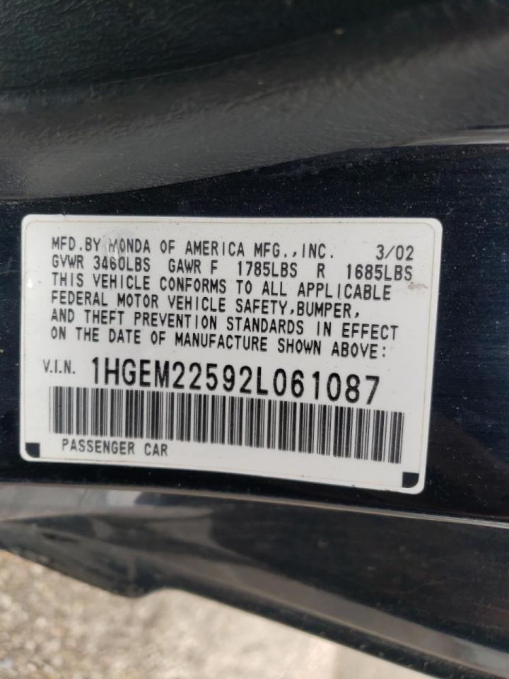 Photo 10 from auction – 2002 HONDA CIVIC LX with VIN 1HGEM22592L061087