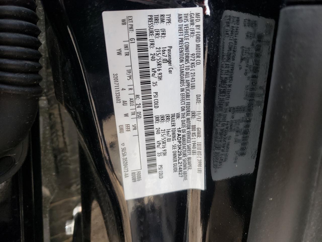 Zdjęcie 10 z aukcji – 2018 FORD FOCUS SE z VIN 1FADP3K29JL214827