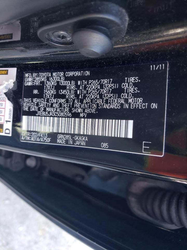 Photo 10 from auction – 2012 TOYOTA 4RUNNER SR with VIN JTEBU5JR3C5080596