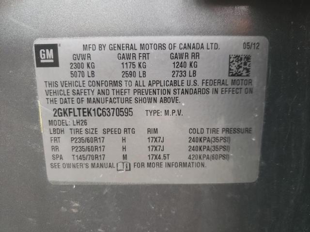 Photo 10 from auction – 2012 GMC TERRAIN SL with VIN 2GKFLTEK1C6370595