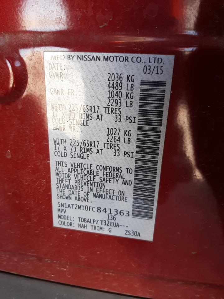 Photo 10 from auction – 2015 NISSAN ROGUE S with VIN 5N1AT2MT0FC841363