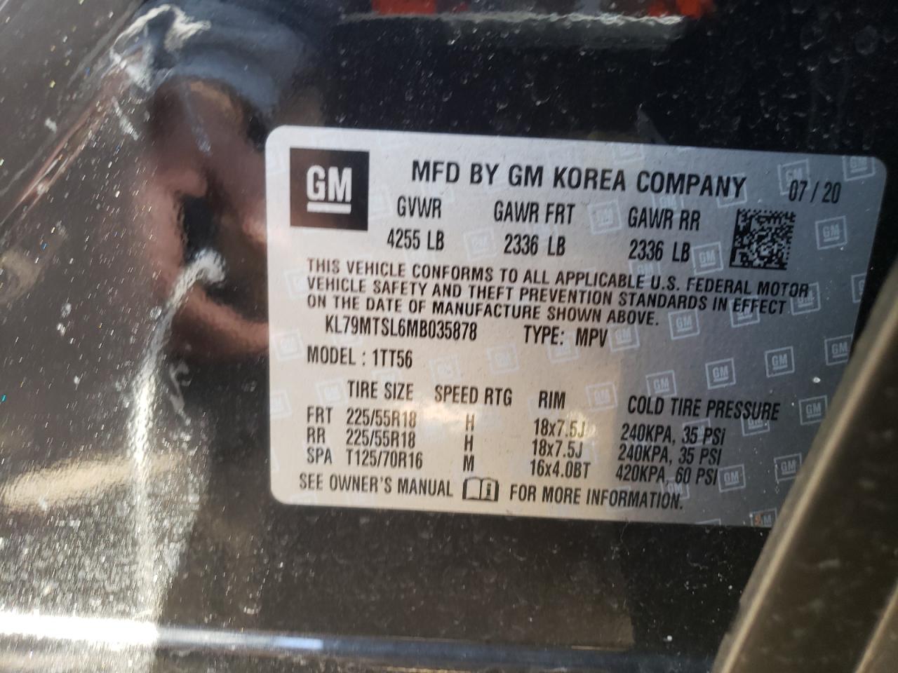 Photo 10 from auction – 2021 CHEVROLET TRAILBLAZE with VIN KL79MTSL6MB035878
