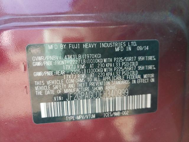 Photo 10 from auction – 2014 SUBARU XV CROSSTR with VIN JF2GPAGC0EH340999