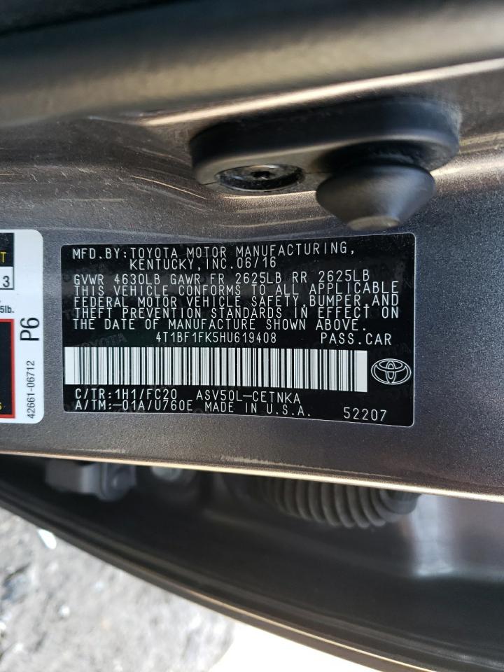 Photo 10 from auction – 2017 TOYOTA CAMRY LE with VIN 4T1BF1FK5HU619408