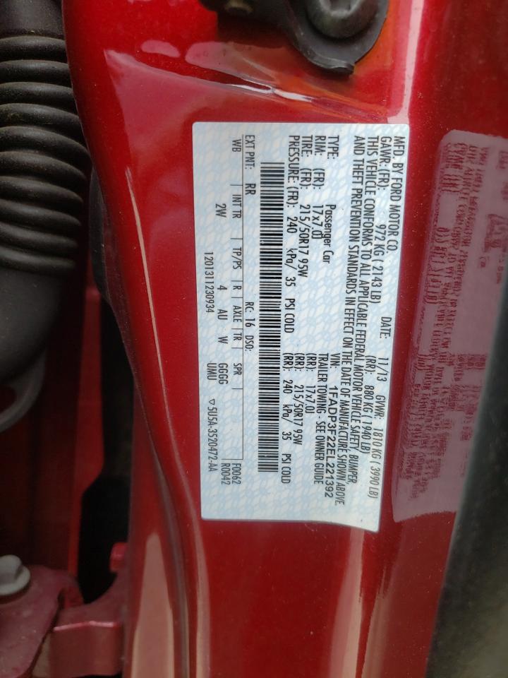 Photo 10 from auction – 2014 FORD FOCUS SE with VIN 1FADP3F22EL221392