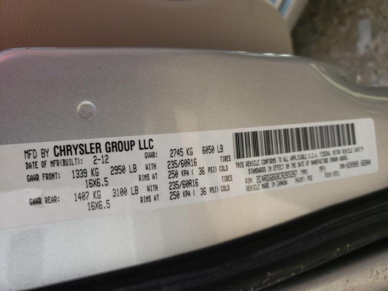 Photo 10 from auction – 2012 DODGE GRAND CARA with VIN 2C4RDGBG8CR265287