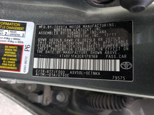 Photo 10 from auction – 2012 TOYOTA CAMRY BASE with VIN 4T4BF1FK3CR179168