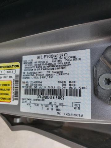 Photo 10 from auction – 2020 FORD FUSION SE with VIN 3FA6P0HD0LR169099