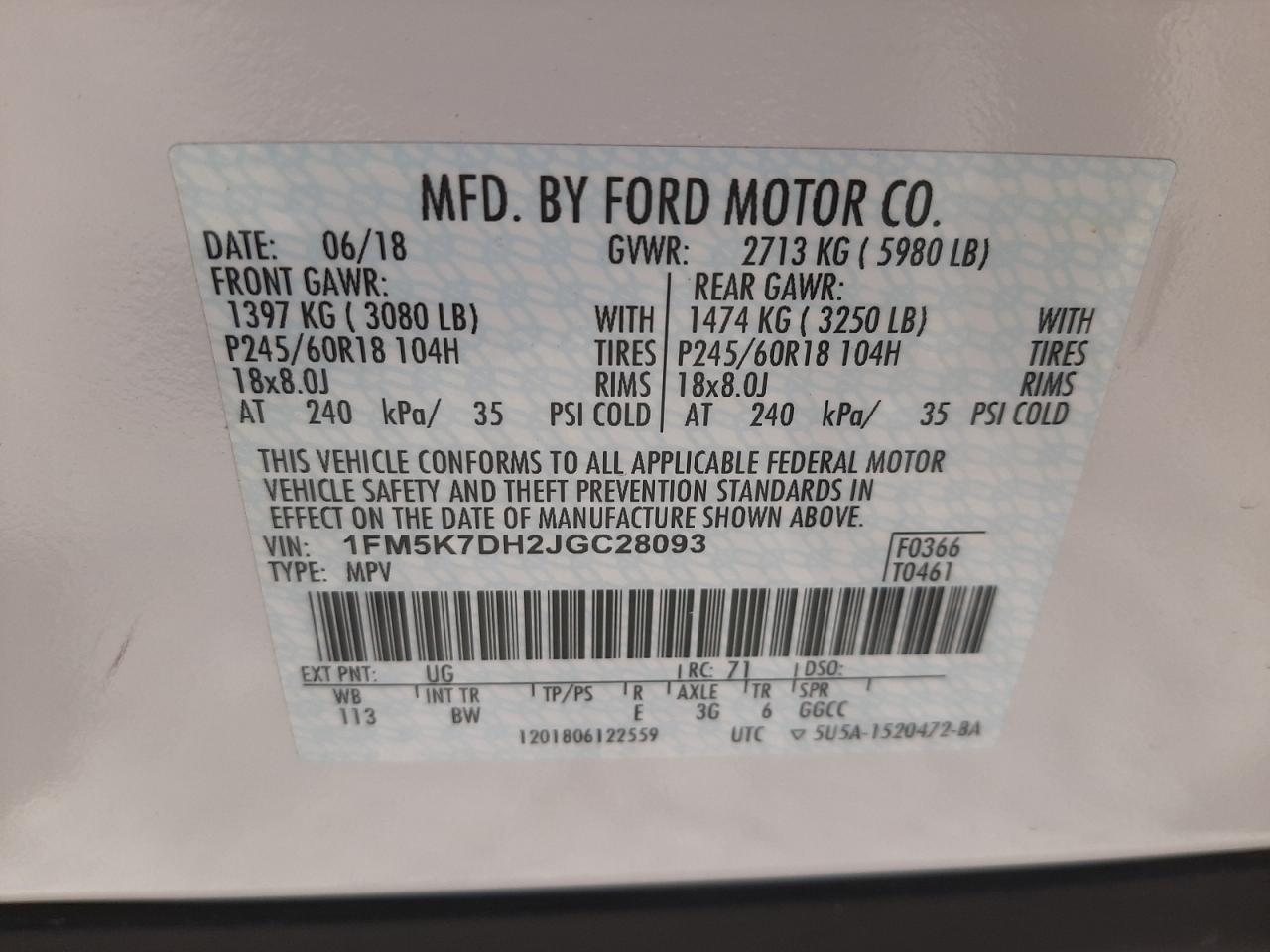 Photo 10 from auction – 2018 FORD EXPLORER X with VIN 1FM5K7DH2JGC28093