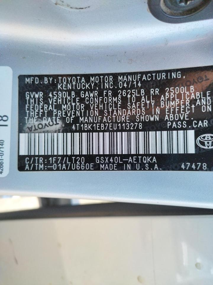 Photo 10 from auction – 2014 TOYOTA AVALON BAS with VIN 4T1BK1EB7EU113278