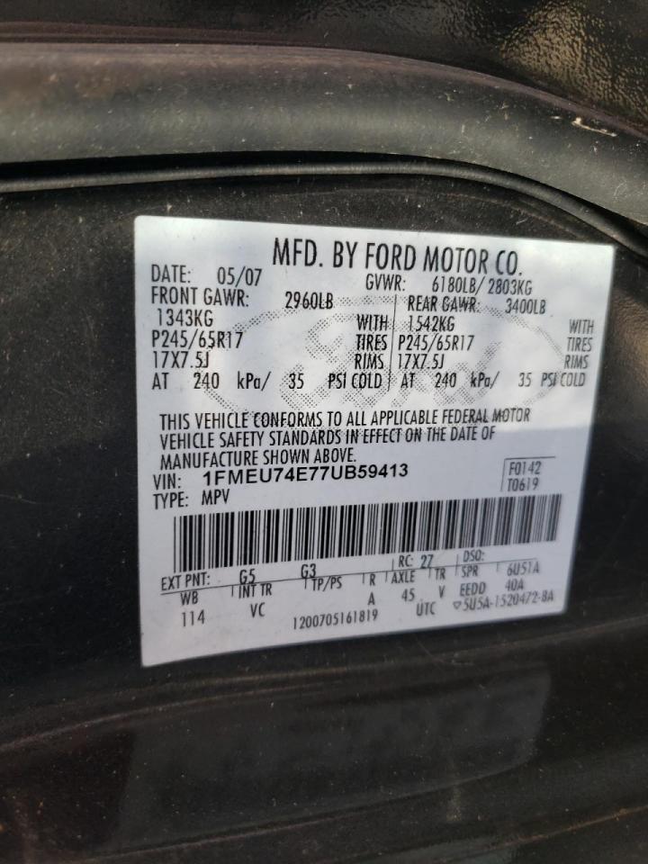 Photo 10 from auction – 2007 FORD EXPLORER E with VIN 1FMEU74E77UB59413