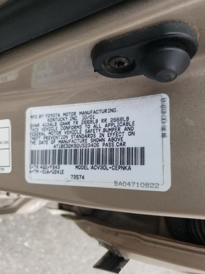 Photo 10 from auction – 2002 TOYOTA CAMRY LE with VIN 4T1BE32K92U523406