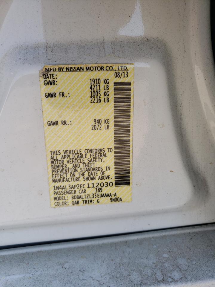 Photo 10 from auction – 2014 NISSAN ALTIMA 2.5 with VIN 1N4AL3AP2EC112030
