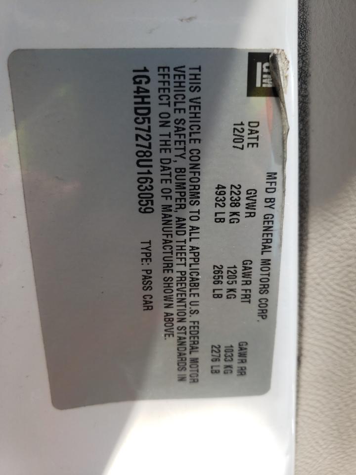 Photo 10 from auction – 2008 BUICK LUCERNE CX with VIN 1G4HD57278U163059