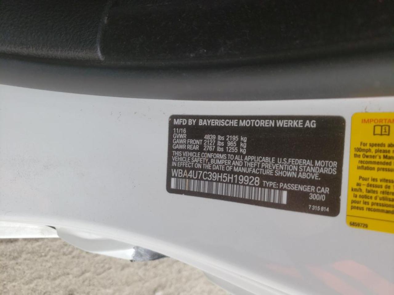Photo 10 from auction – 2017 BMW 430I with VIN WBA4U7C39H5H19928