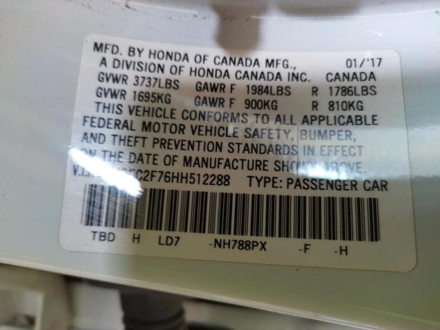 Photo 10 from auction – 2017 HONDA CIVIC EX with VIN 2HGFC2F76HH512288