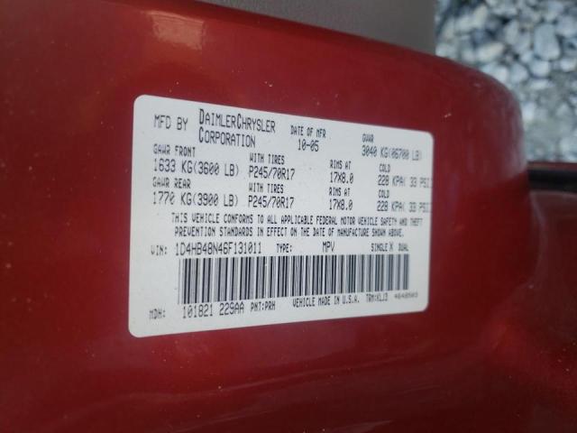 Photo 10 from auction – 2006 DODGE DURANGO SL with VIN 1D4HB48N46F131011