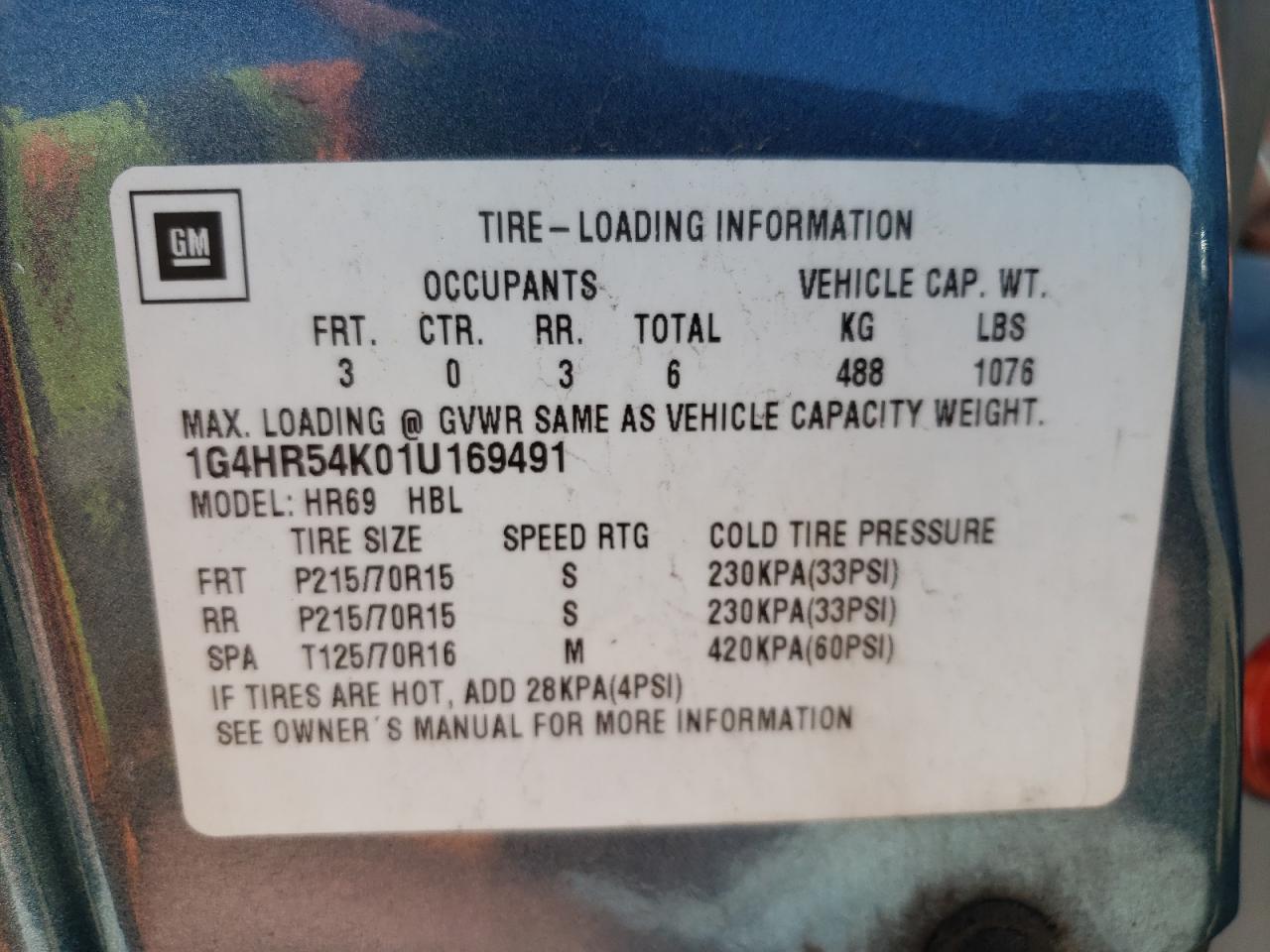 Photo 10 from auction – 2001 BUICK LESABRE with VIN 1G4HR54K01U169491