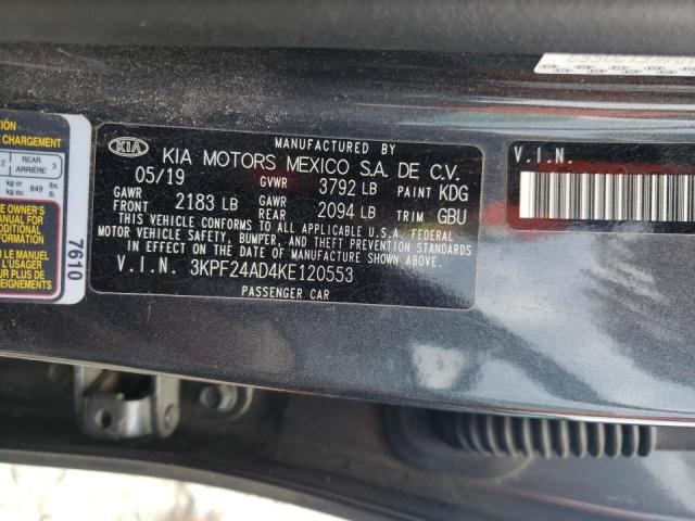 Photo 10 from auction – 2019 KIA FORTE FE with VIN 3KPF24AD4KE120553