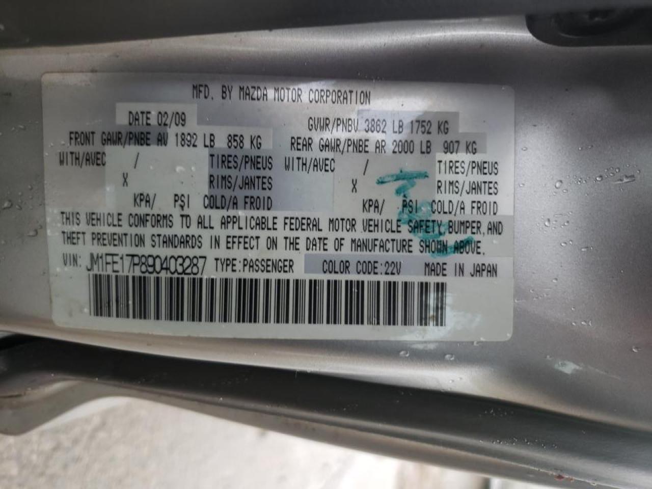 Photo 10 from auction – 2009 MAZDA RX8 with VIN JM1FE17P890403287