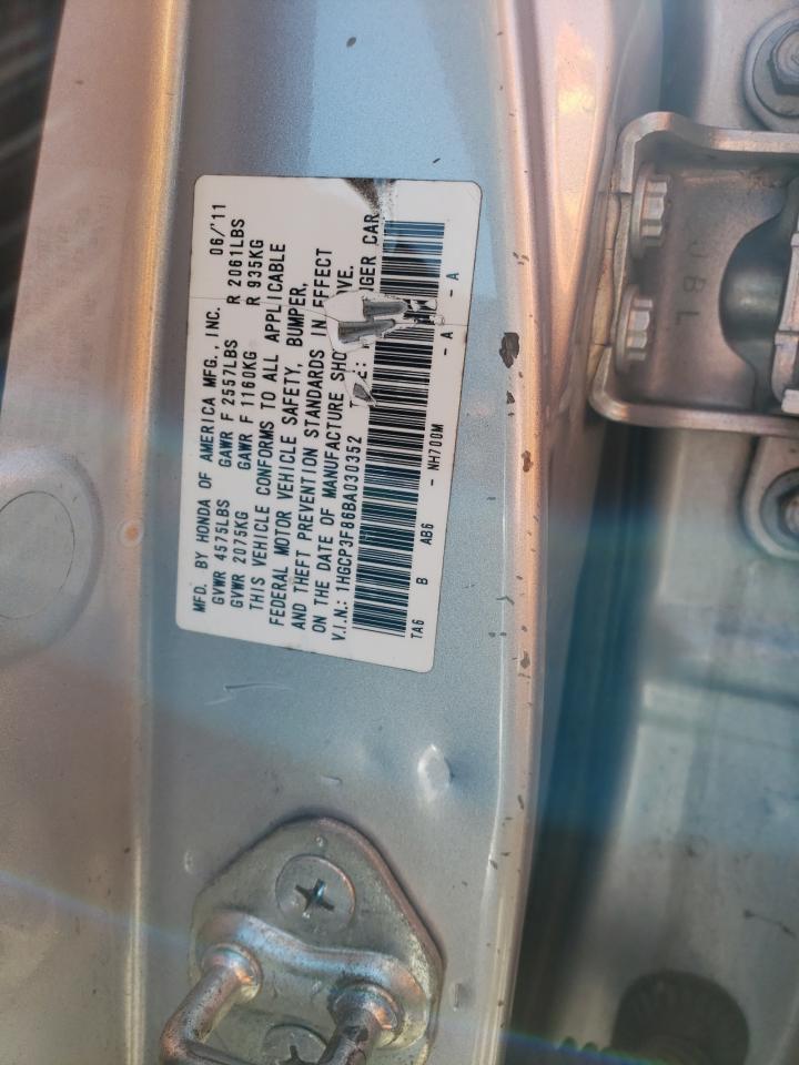 Photo 10 from auction – 2011 HONDA ACCORD EXL with VIN 1HGCP3F86BA030352
