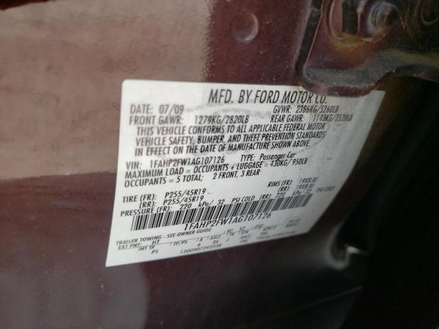 Photo 10 from auction – 2010 FORD TAURUS LIM with VIN 1FAHP2FW1AG107126