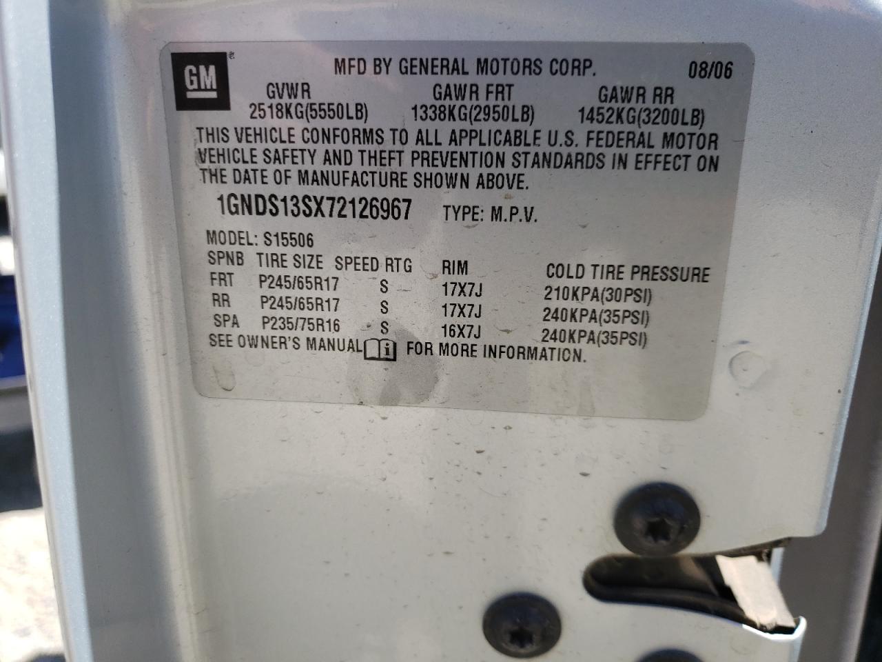 Photo 10 from auction – 2007 CHEVROLET TRAILBLAZE with VIN 1GNDS13SX72126967