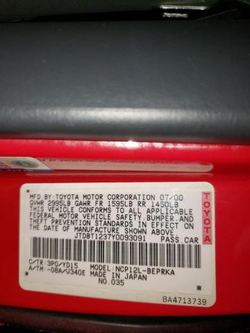 Photo 10 from auction – 2000 TOYOTA ECHO with VIN JTDBT1237Y0093091