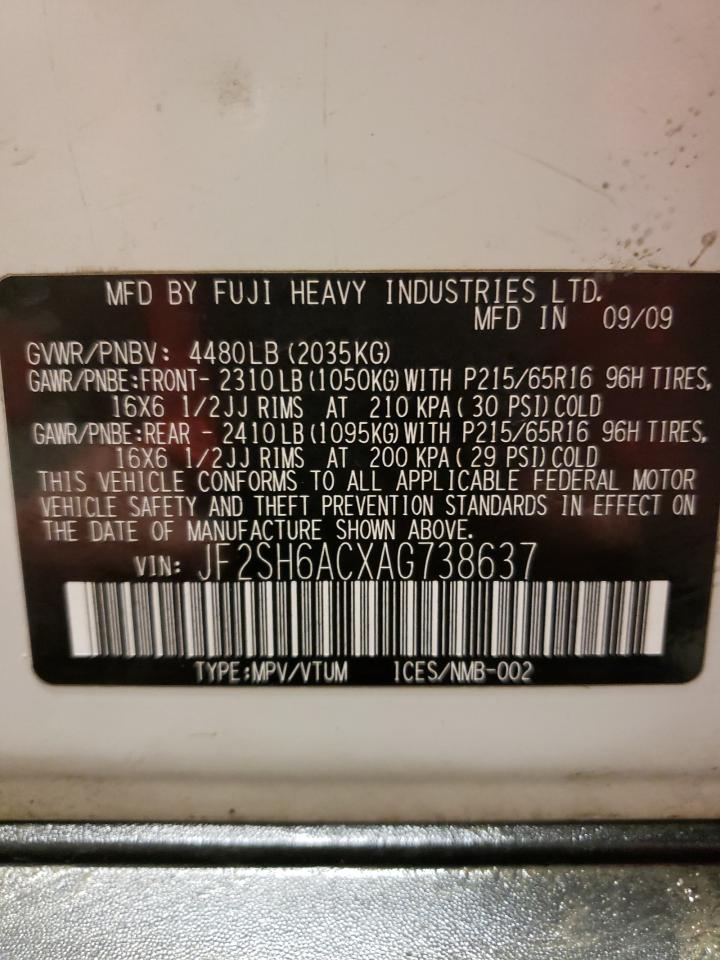 Photo 10 from auction – 2010 SUBARU FORESTER 2 with VIN JF2SH6ACXAG738637