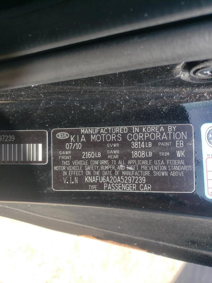 Photo 10 from auction – 2010 KIA FORTE EX with VIN KNAFU6A20A5297239