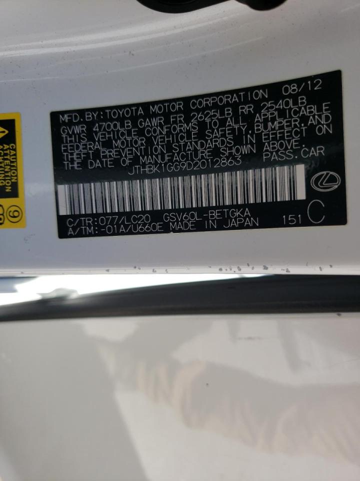Photo 10 from auction – 2013 LEXUS ES 350 with VIN JTHBK1GG9D2012863
