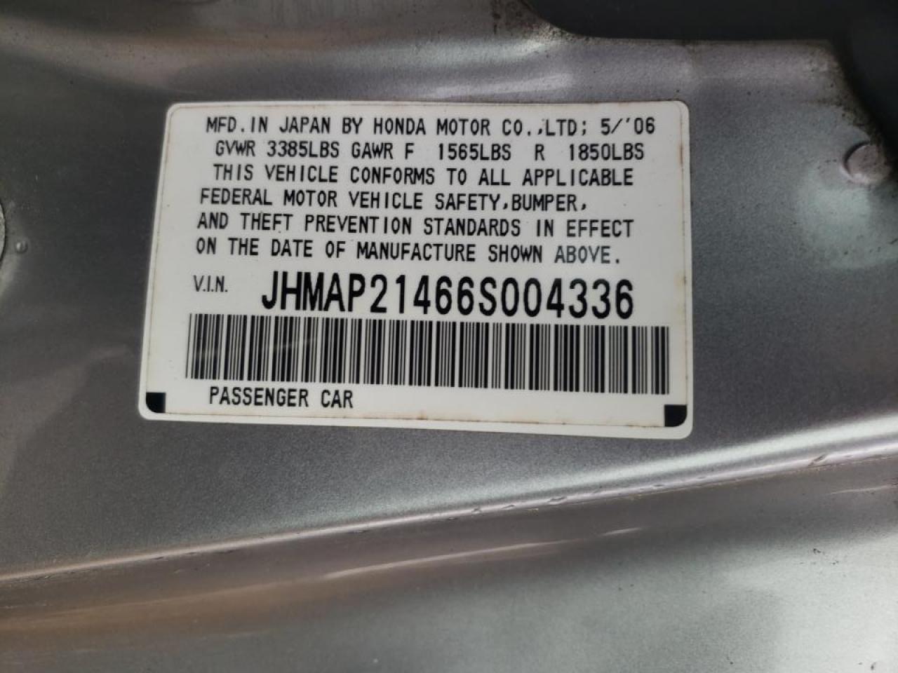 Photo 10 from auction – 2006 HONDA S2000 with VIN JHMAP21466S004336