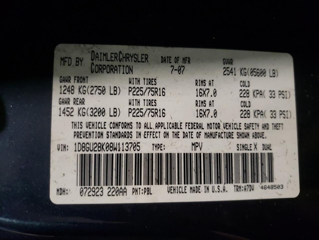 Photo 10 from auction – 2008 DODGE NITRO SXT with VIN 1D8GU28K08W113705