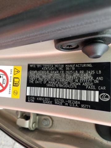 Photo 10 from auction – 2019 LEXUS ES 350 with VIN 58ABZ1B18KU042376