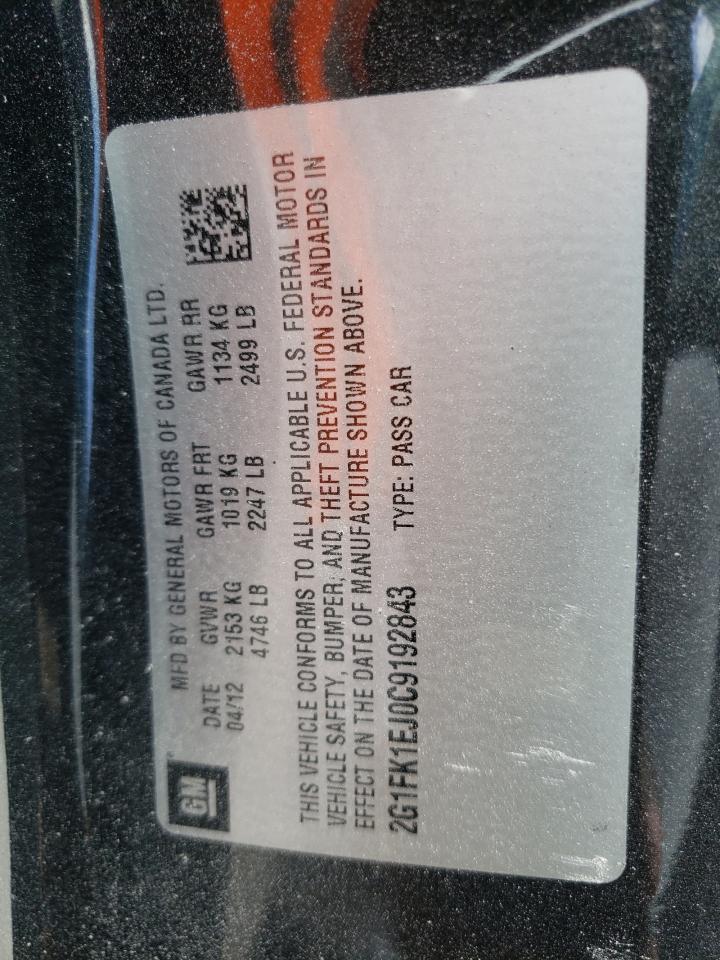 Photo 10 from auction – 2012 CHEVROLET CAMARO 2SS with VIN 2G1FK1EJ0C9192843